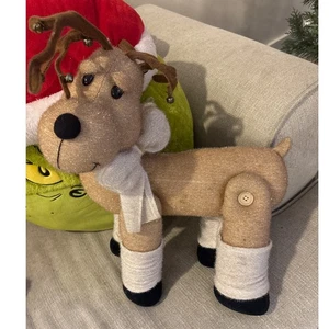 Linda bufanda de peluche de reno con peso bronceado brillante decoración navideña - Imagen 1 de 7