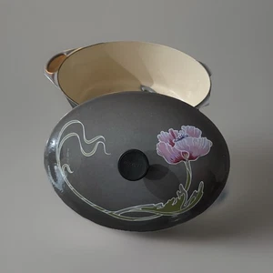 Cousances (Le Creuset) Vintage Hierro Fundido Gris Belle Époque Flor Ovalada 12 (Leer) - Imagen 1 de 3