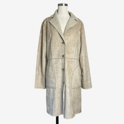 CAbi искусственной замши стриженный мех шерпа желтовато-коричневый пальто Western веган горы носить богемное y2k M - Изображение 1 из 4