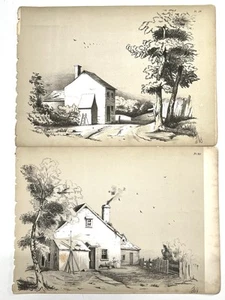 Rare 1857 Fessenden Nott Otis Perspective Art Series Printed Plates #19-20 OFF3 - Picture 1 of 5
