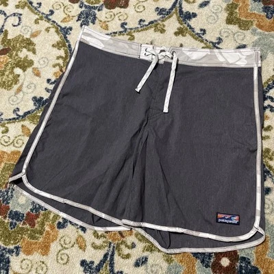 Patagonia Size 38 Grey Camo Swim Shorts Trunks - Image 1 of 4