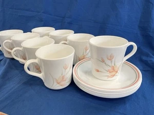 Corelle Corning Ware melocotón floral 8 tazas y 6 platillos - Imagen 1 de 4