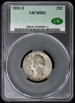 1952-S 25C Washington Quarter CACG MS65 - Image 1 of 4