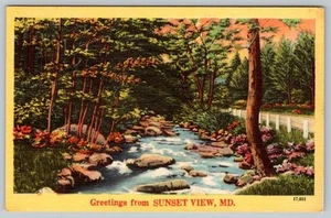 POSTAL #1 SALUDOS DESDE SUNSET VIEW MARYLAND MD de 1940-50 - Imagen 1 de 2