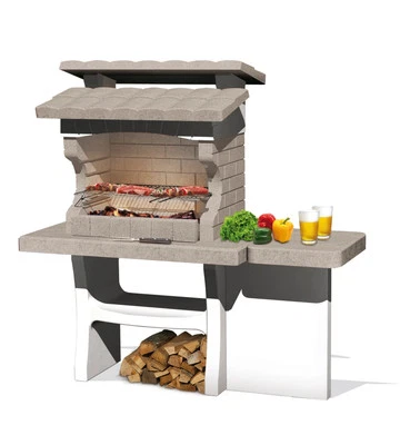 BARBECUE A LEGNA O CARBONELLA IN PIETRA SAROM FUOCO "LUXOR" 159X72X161,5 CM - Immagine 1 di 2
