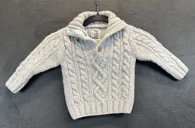 H&M L.O.G.G. Suéter Gris Algodón Lana Tejido con Cable Niño 2-3T Foto 1 de 4