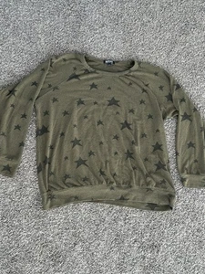 David Bitton Buffalo Womens Long Sleeve Sweater XXL Green Pullover Top Stars 2XL - Picture 1 of 6