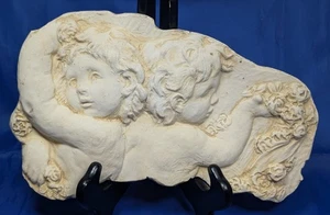 Hen-Feathers & Co. Cherubs Angels Roses Decorative Hand Cast Wall Plaque Retired - Picture 1 of 8