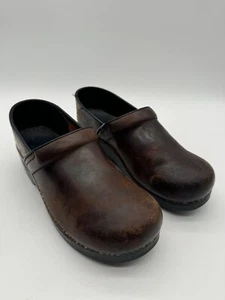 Dansko Comfort Shoes Womens Size 41 EU Brown Solid Leather Round Toe Slip On - Picture 1 of 24