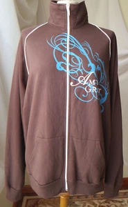 AMERICAN APPAREL WOMENS SWEATSHIRT FULL ZIP LONG SLEEVE BROWN 100% COTTON TOP XL - Picture 1 of 12
