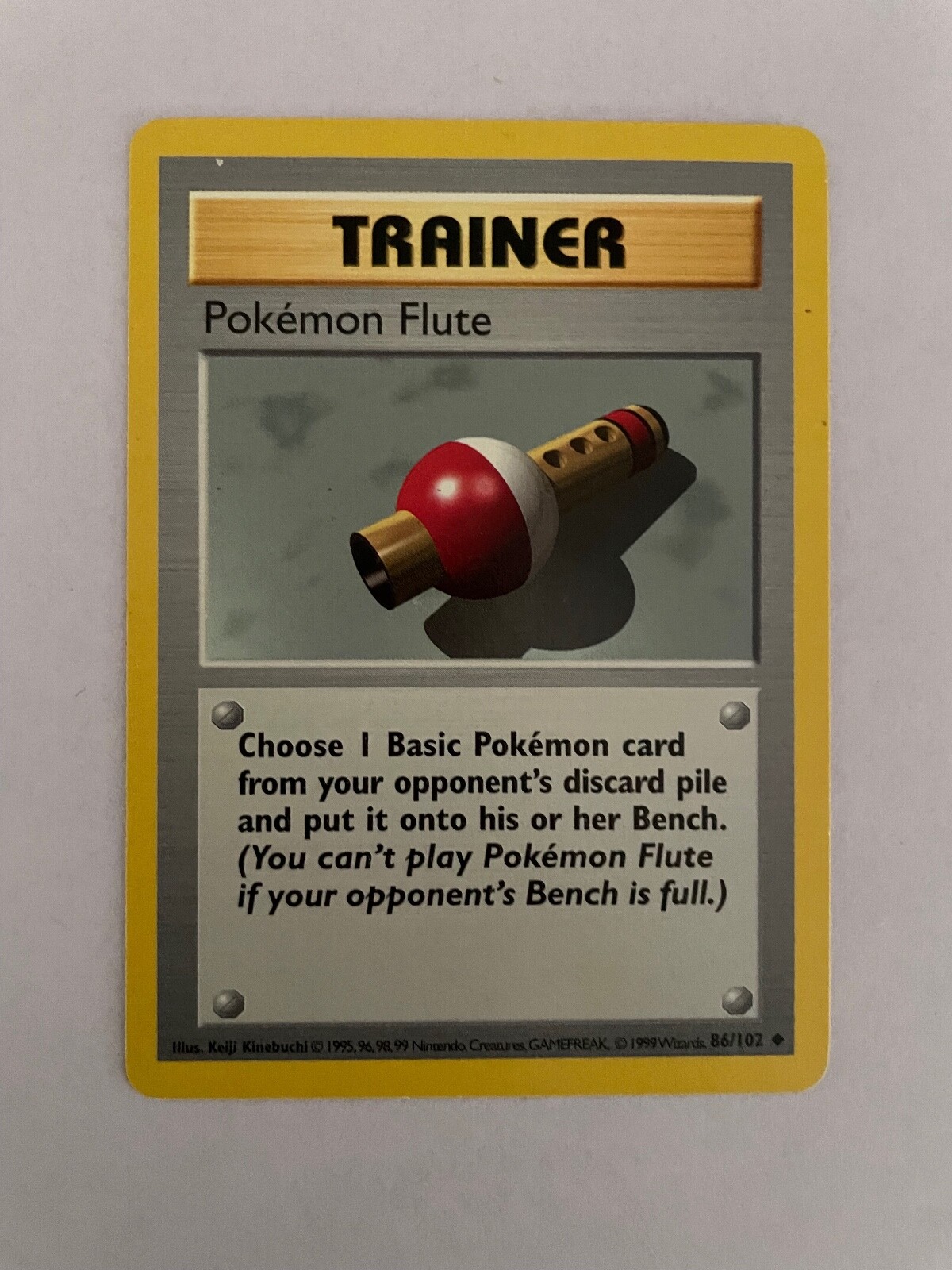 Pokemon Flute 86/102 - Base Set Shadowless - 1999 Pokemon Card - LP