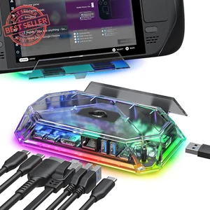 RGB Docking Station for Steam Deck (OLED)/ROG Ally/Legion Go, 8-In-1 Steam Deck  - Picture 1 of 8