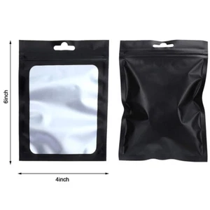 100/200 Pack Smell Proof Black Holographic Mylar Bags Resealable Zipper Bag USA - Picture 1 of 13