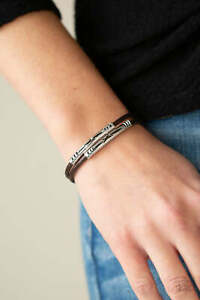 Paparazzi What a WANDER-ful World Brown Bracelet leather cord silver tribal bars