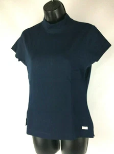 Antigua For Women Performance Fabric Dark Navy Blue Mock Tee Top - Size Medium - Picture 1 of 10