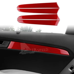 For Audi Q5 2009-2016 Door Handle Strip Cover Sticker Real Red Carbon Fiber 4PCS - Picture 1 of 7