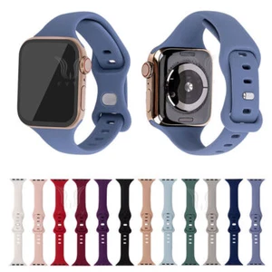 Soft Slim Silicone Sports Watch Band Strap for Apple Iwatch Series 8 7 6 5-1 SE - Picture 1 of 25