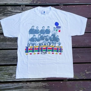 Vintage 90’s ITALY Soccer Team T-shirt Italia FIGC White Size Large - Picture 1 of 5
