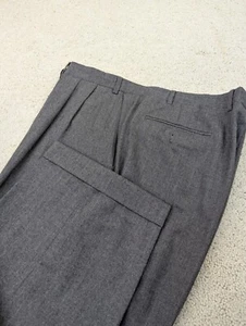 Wool Flannel Pants Mens 40x26 Gray Pleated Jack Victor Italy Union Made Canada - Picture 1 of 12
