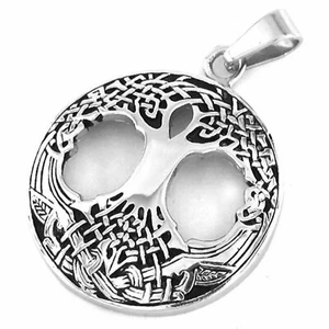 Celtic Tree of Life Necklace Stainless Steel Womens Mens Yggdrasil Pendant - Picture 1 of 3
