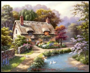 Duck Path Cottage-Counted Cross Stitch Pattern*Needlecraft Chart-BWS300240 - Picture 1 of 2