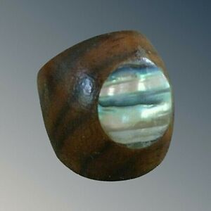 Anillo de noble a mano madera abalone madreperla naturaleza joyas ar077
