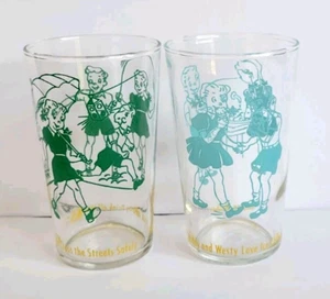 2 Rare Vintage Midwest Dairy Middy & Westy Child's Drinking Glass 2 Images Milk - Picture 1 of 14