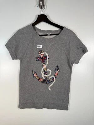 J. Moletom Crew Feminino Terry Âncora Floral Manga Curta Cinza Tamanho XS 16,5x25 - Imagem 1 de 4