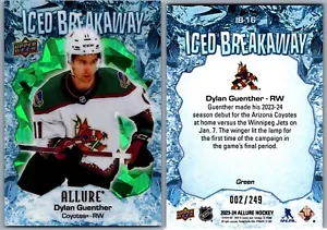 23-24 ALLURE ICED BREAKAWAY GREEN - DYLAN GUENTHER /249 #IB-16 ARIZONA COYOTES - Foto 1 di 1