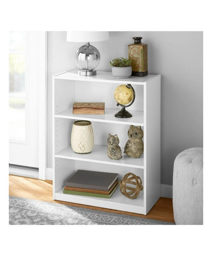 Mainstays 3-Shelf Bookcase With Adjustable Shelves, White - Image 1 of 4