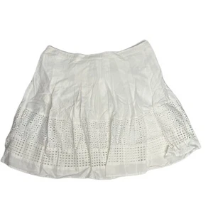 Laura Ashley Coastal Cowgirl White Cotton Pleated A-Lined Eyelet Skirt Size 14 - Picture 1 of 5