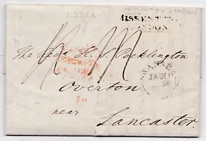 1831 J JENKINS SWANSEA PMK LETTER TO LANCASTER FRAMED MISSENT TO LONDON L232A - Foto 1 di 4
