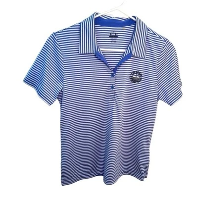EP Pro Womens Sz Small Golf Polo Shirt Blue White Stripe Two Rivers Country Club - Image 1 of 4