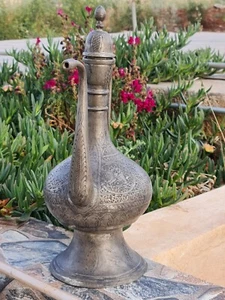 Antique Islamic Ottoman Jug Pitcher Hand Engraved Brass Copper ابريق عثماني قديم - Picture 1 of 24