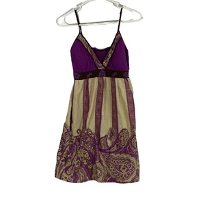 6 Degrees Womens Purple Paisley Adjustable Spaghetti Straps Mini Dress Size S - Picture 1 of 8