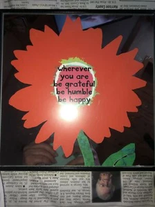 Flower Mirror "Wherever You Are Be Grateful Be Humble Be Happy" 8.25"x8.25" - Picture 1 of 3