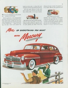 1947 Mercury Family Studying Map Roadside Pipe White Sidewall Tires Print Ad C18 - Picture 1 of 1