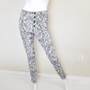 Nikki Minaj Womens Juniors Animal Print High Rise Pants Size 5/6 Black & White - Picture 1 of 7