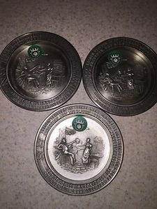German Ornate Frieling Zinn Plate VINTAGE 3.5 INCHES SET OF 3 MADE IN GERMANY - Picture 1 of 3