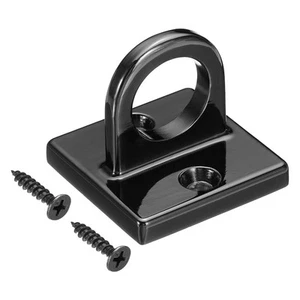 Pad Eye Plate U Hooks,Metal Wall Mount Loop w Screws,Black - Picture 1 of 6