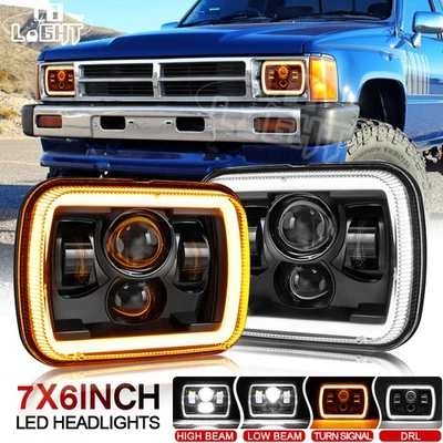 PAIR Brightest 5X7" 7x6inch Rectangle LED Hi/Lo Headlight DRL for Toyota Pickup - Image 1 of 4
