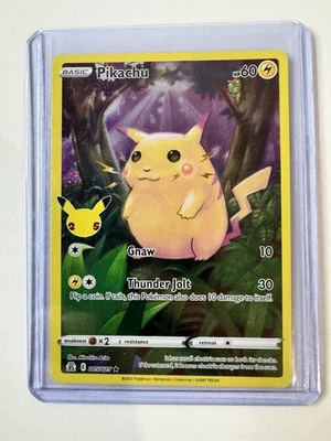 皮卡丘 005/025 全艺术全息罕见庆祝活动 25 周年精灵宝可梦卡近乎完好 — 第 1/4 张图片