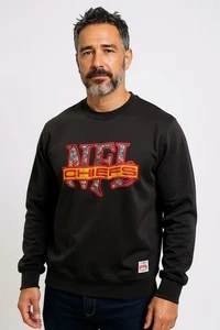 Vintage Kansas City Chiefs Nutmeg Mills Paisley Crewneck Sweatshirt XL USA Made - Picture 1 of 8