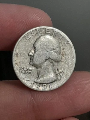 1951- D Washington Silver Quarter - Image 1 of 4