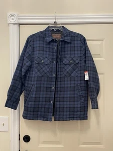 Chaqueta de Franela Acolchada Para Hombre Talla Mediana Territorio del Noroeste De Colección Azul A Cuadros - Imagen 1 de 4