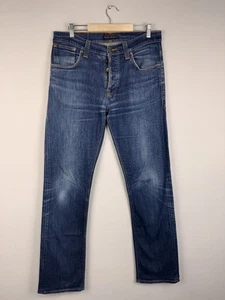 Jeans NUDIE JEANS CO. NJ3667 MEDIUMJOE asciutto arancione blu denim bottoni Fly W36 L36 - Foto 1 di 21
