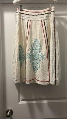 Falda acampanada Saint Tropez West para mujer bordada forrada mezcla de lino talla 4 Foto 1 de 4