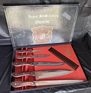 Vintage Regent Besteck Schwerter Messer Set Japan mit Box & Wandregal Display - Bild 1 von 6
