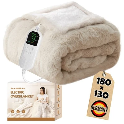 Fluffy Blanket Electric Snuggle Blanket Thermal Bed Plush Blanket Sofa Blanket Beige - Image 1 of 4