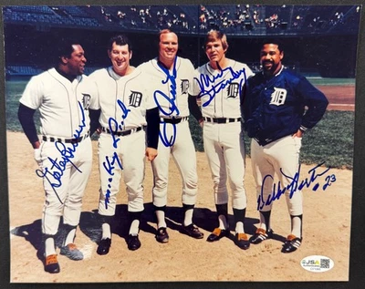 1968 Detroit Tigers Signed Autographed 8x10 Photo w/5 Sigs JSA - Image 1 of 3